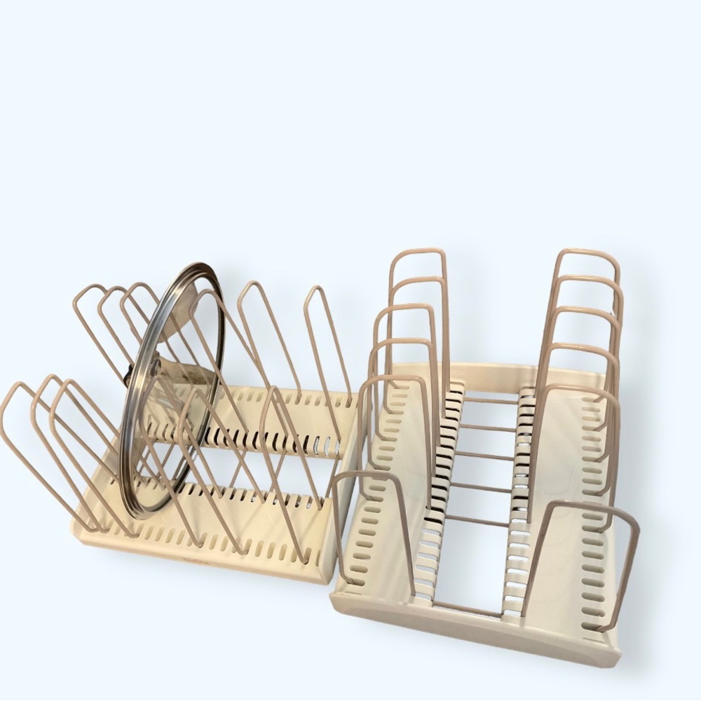 Youcopia storemore cookware rack adjustable pan organizer, white (2-packs)